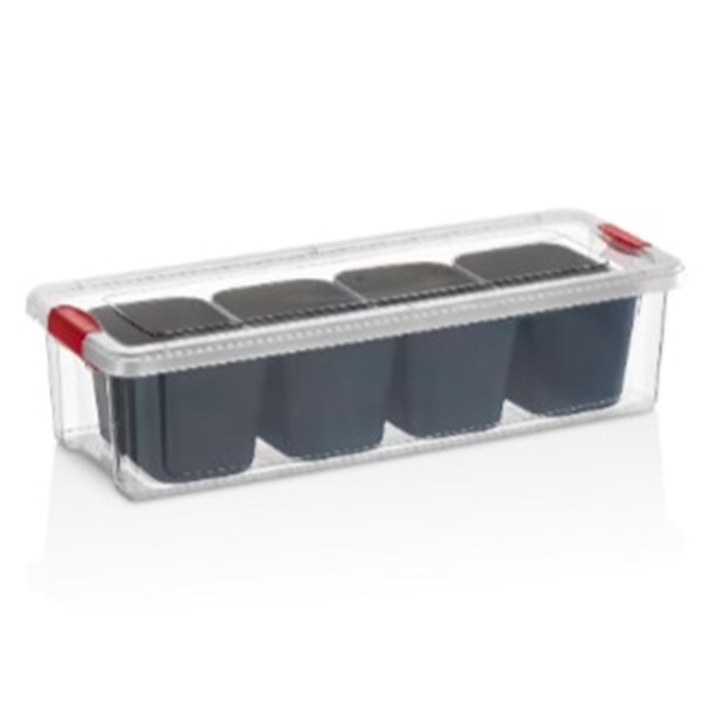 ORGANİZERS CLINK DİKDÖRTGEN BÖLMELİ SAKLAMA KABI 3,4 LT ORGANİZER