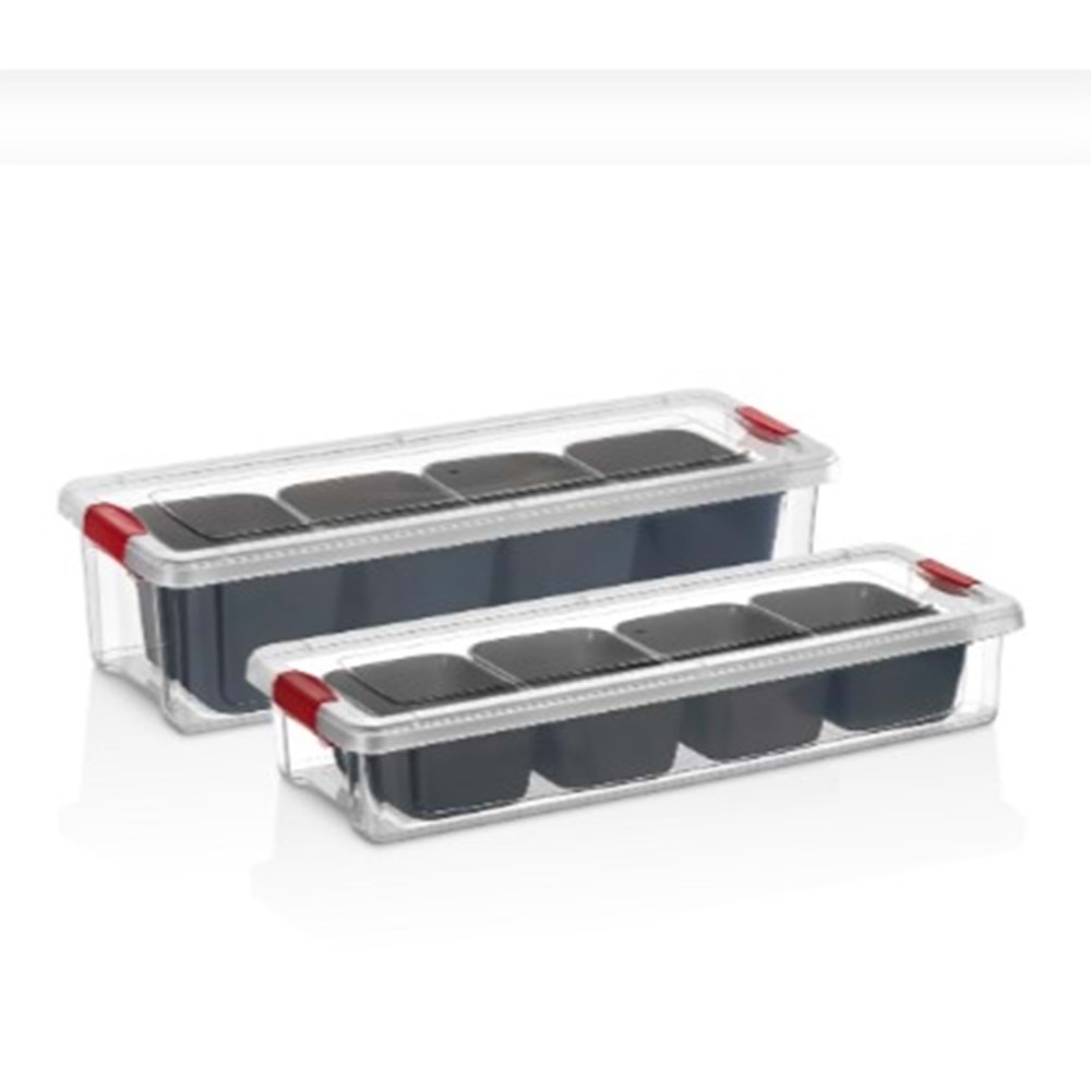 ORGANİZERS CLINK DİKDÖRTGEN BÖLMELİ SAKLAMA KABI SET ORGANİZER