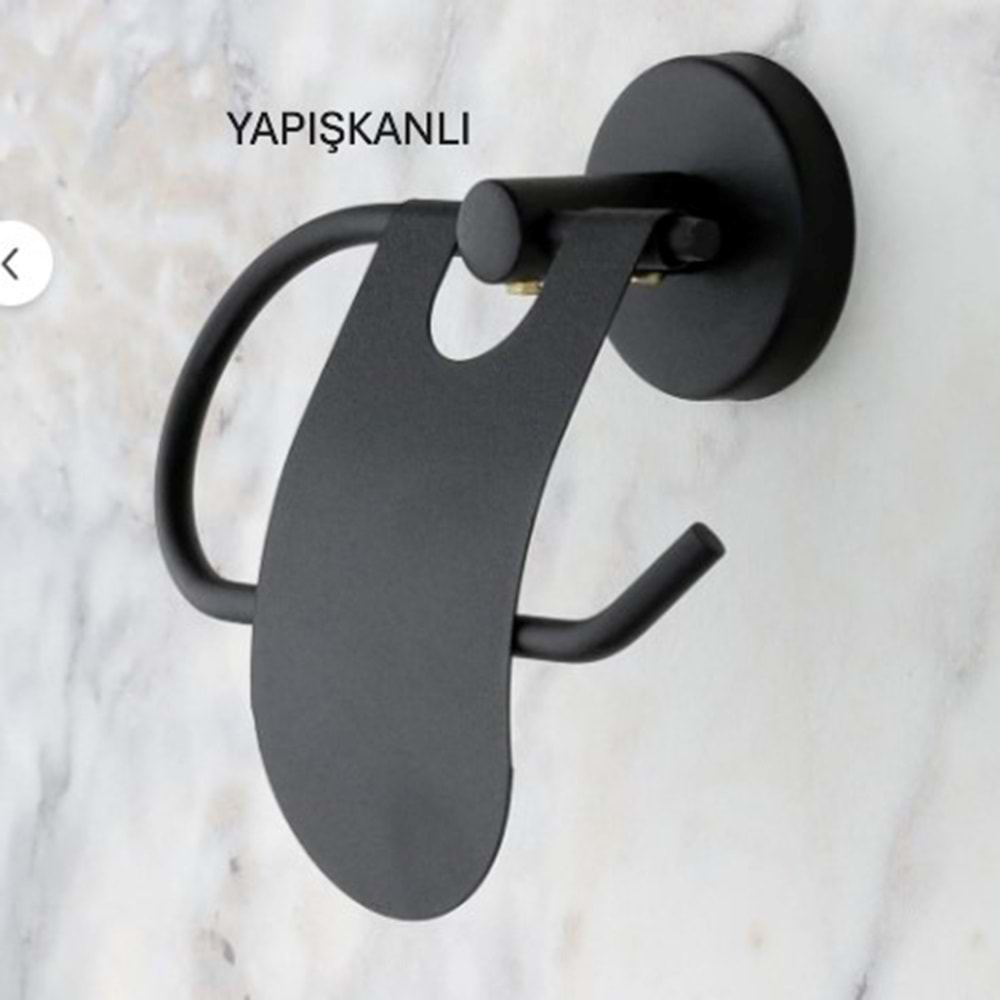 PRATİK YAPIŞKANLI SİYAH METAL KAPAKLI WC KAĞITLIK