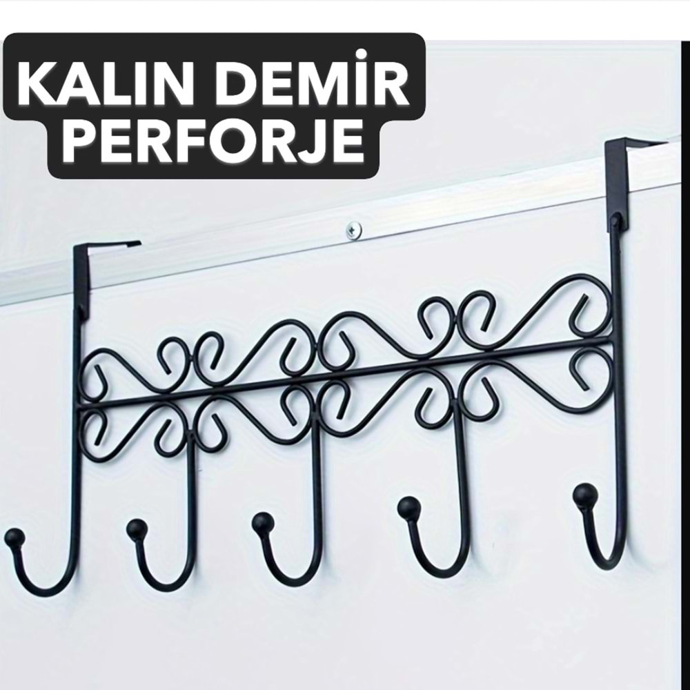 VOLİX FERFORJE KAPI ARKASI ASKI 5 Lİ SİYAH