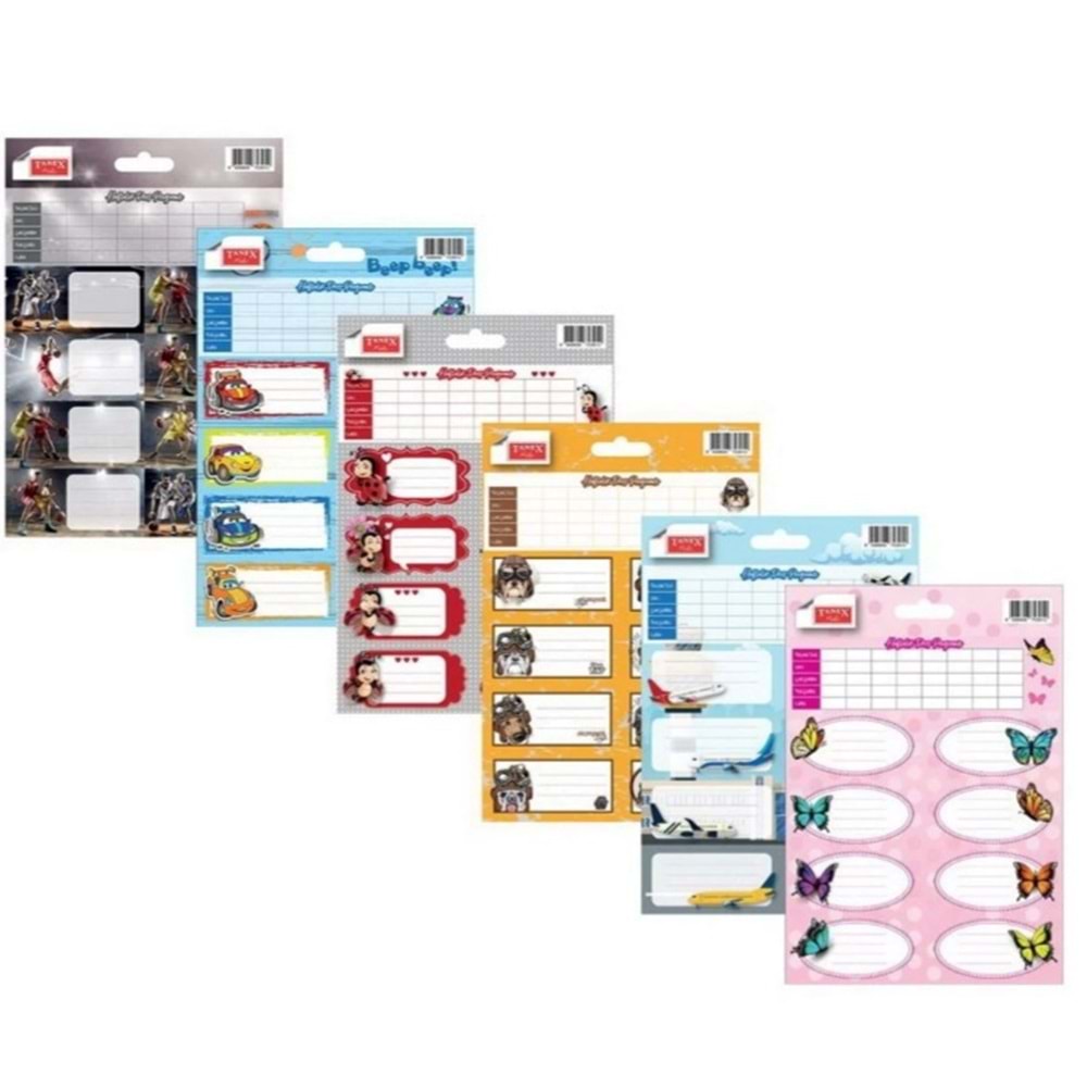 TANEX OKUL ETİKETİ ERKEK MODELLERİ 3 ER SAYFA 10 PAKET