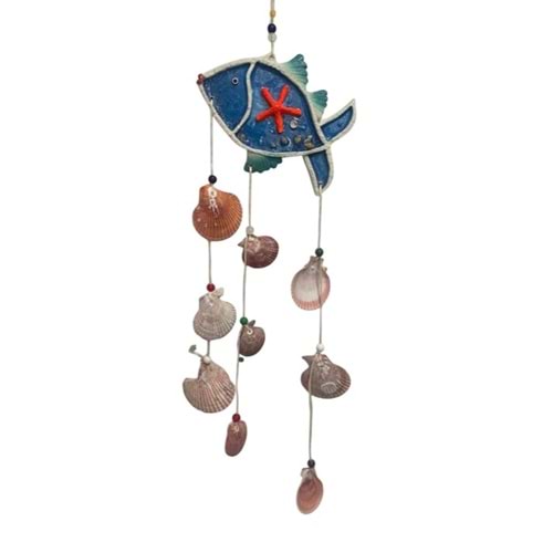 SARKAÇ BALIKLI DENİZ KABUĞU RÜZGAR ÇANI BÜYÜK BOY