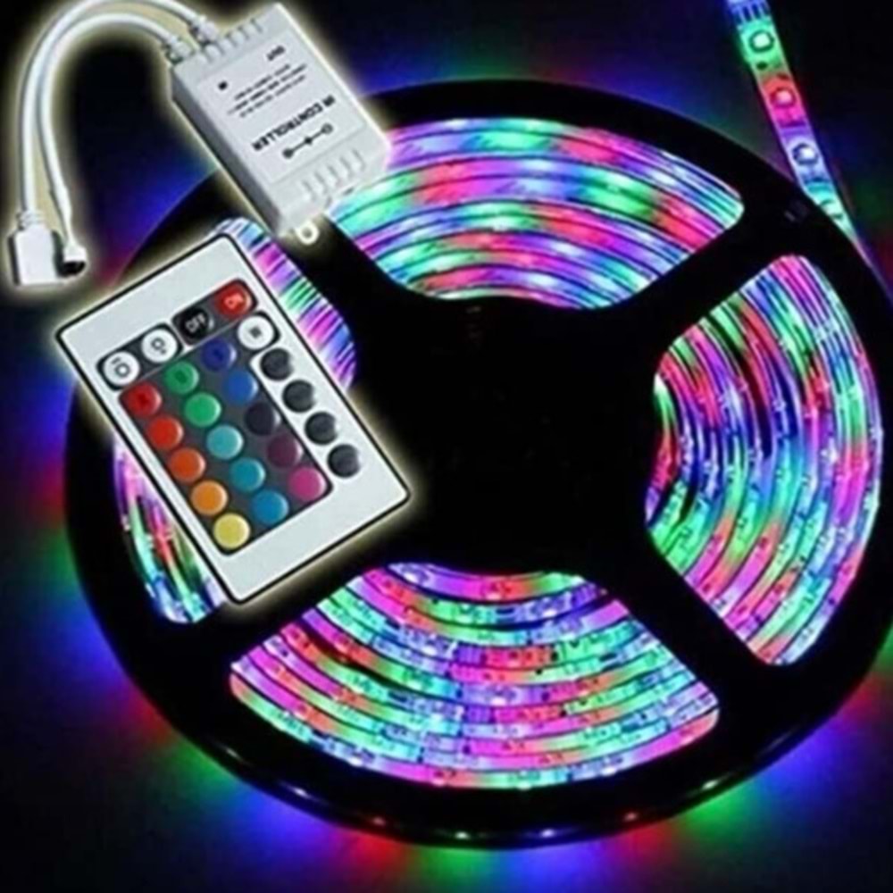 HAZIR RGB LED 5M KUMANDALI FİŞLİ ŞERİT LED