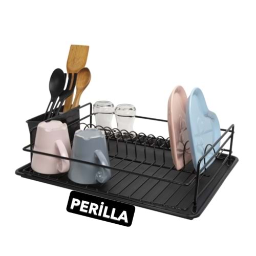 PERİLLA SİYAH TEK KATLI BULAŞIKLIK *10 TABAKLIK