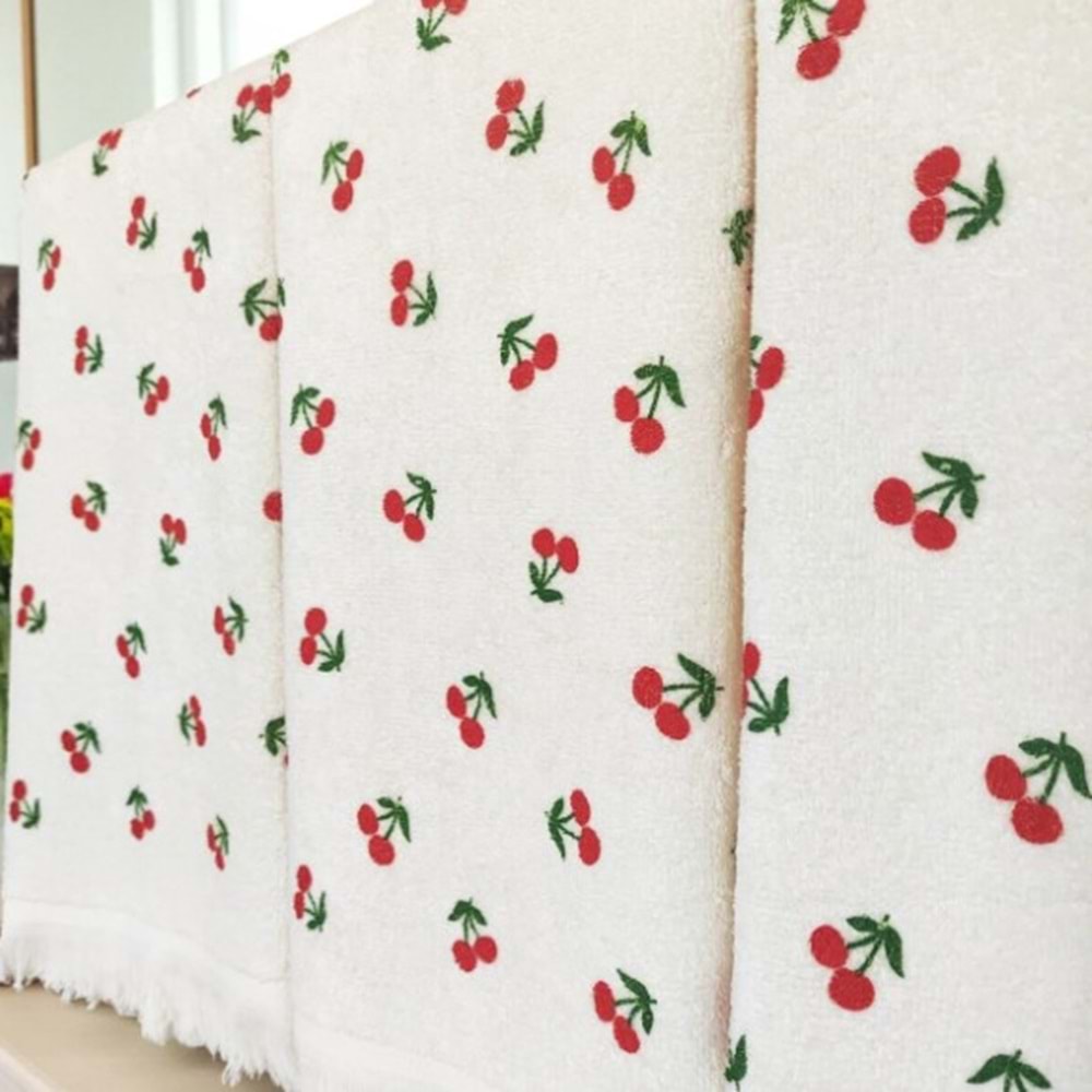 LİLİANA 40X60 LÜX EL BEZİ EL HAVLUSU KİRAZ DESENLİ HAVLU
