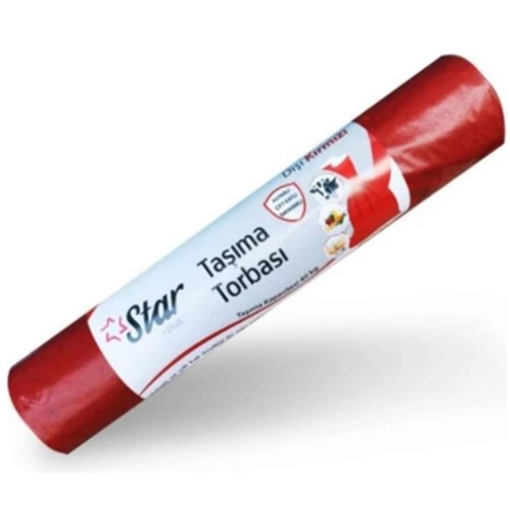 STAR TAŞIMA TORBASI KIRMIZI İÇİ BEYAZ ASTARLI 70X100 ÇÖP TORBASI *18