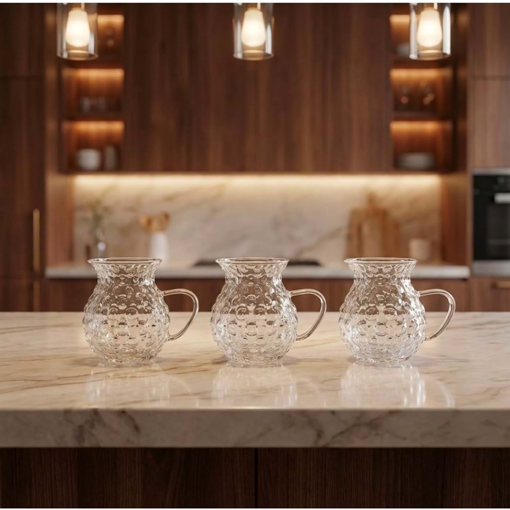 SAVOR 3LÜ KULPLU DAMLA MODEL TOMBUL KEYFİ ALA ÇAY BARDAĞI 200ML 48*