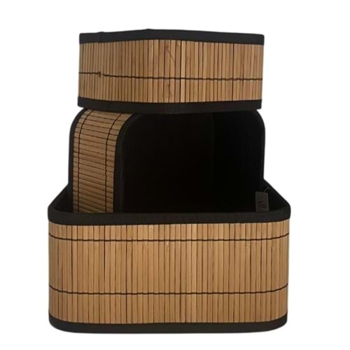 TİRAN HASIR 3 LÜ SEPET KARE İÇİ SİYAH KUMAŞ *8