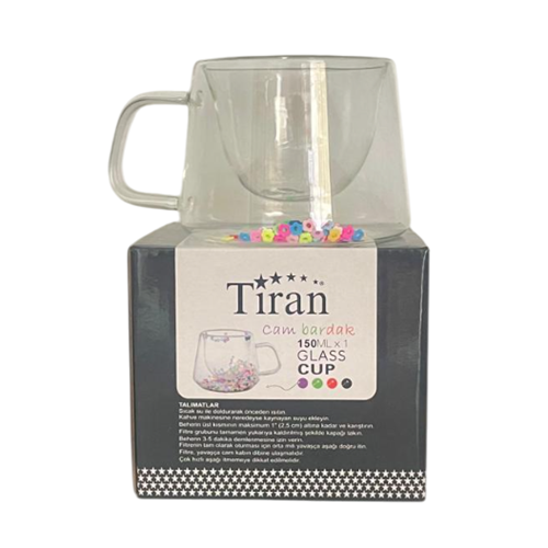 TİRAN CAM BARDAK 150 ML ÇİFT CİDARLI BARDAK *48