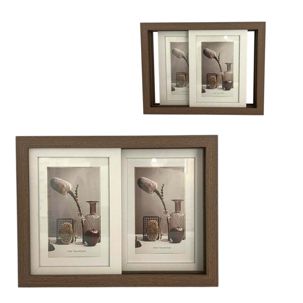 VADİ MİRA AHŞAP KAYDIRMALI İKİLİ ÇERÇEVE 10X15CM 24*