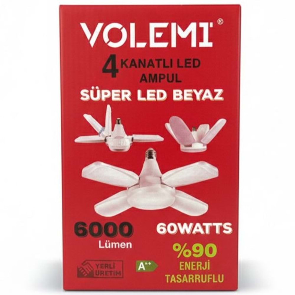 VOLEMİ 4 KANATLI LED AMPUL SÜPER LED BEYAZ