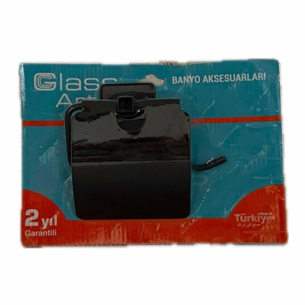 GLASS ART YAPIŞKANLI KAPAKLI WC KAĞITLIK SİYAH